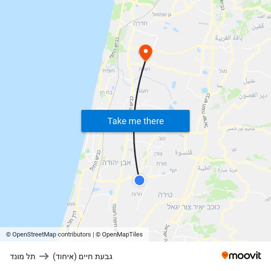 תל מונד to גבעת חיים (איחוד) map