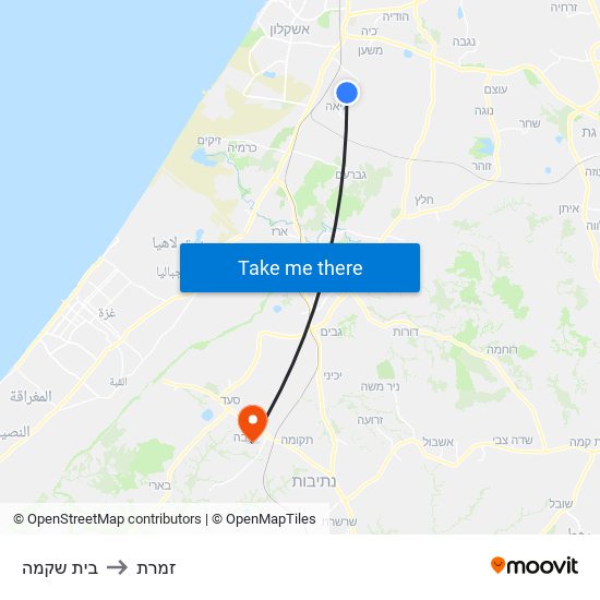 בית שקמה to זמרת map