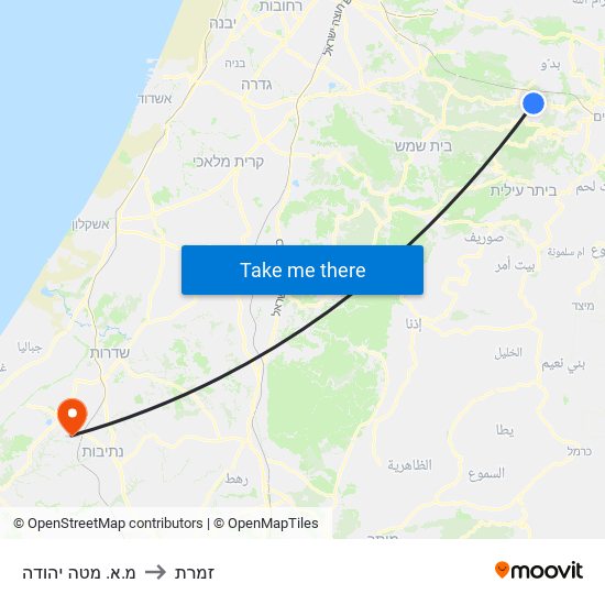 מ.א. מטה יהודה to זמרת map