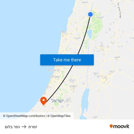 כפר בלום to זמרת map