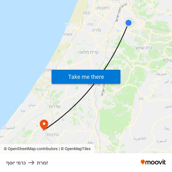 כרמי יוסף to זמרת map