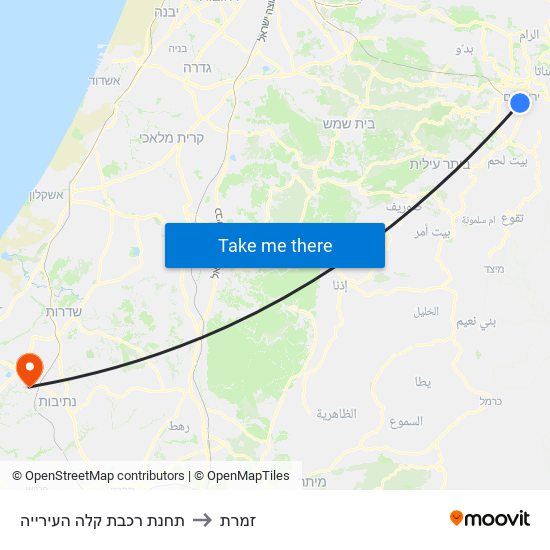 תחנת רכבת קלה העירייה to זמרת map