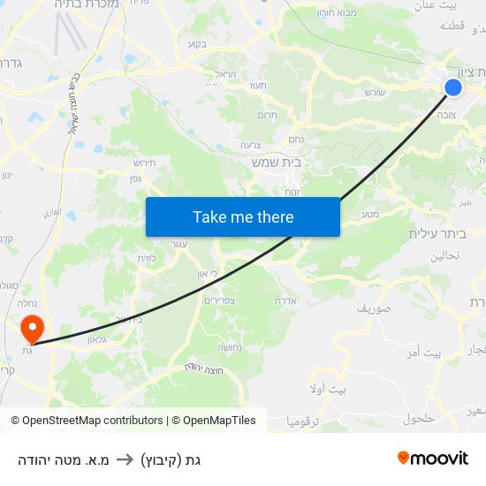 מ.א. מטה יהודה to גת (קיבוץ) map