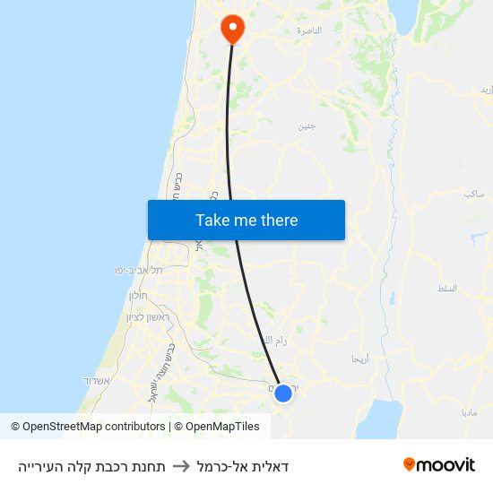 תחנת רכבת קלה העירייה to דאלית אל-כרמל map