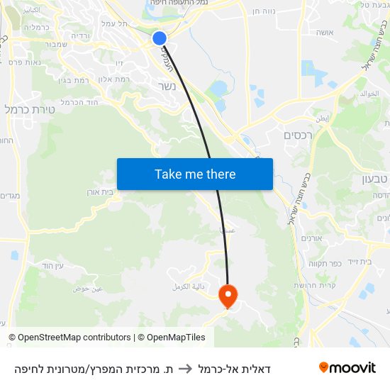 ת. מרכזית המפרץ/מטרונית לחיפה to דאלית אל-כרמל map