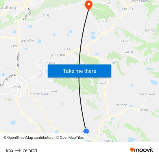 גבע to דבורייה map