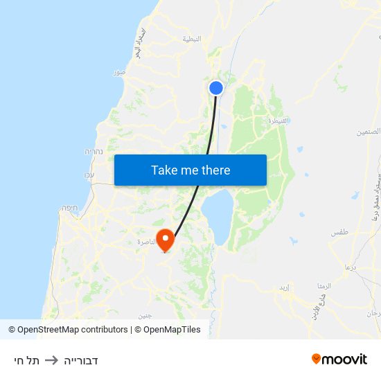 תל חי to דבורייה map