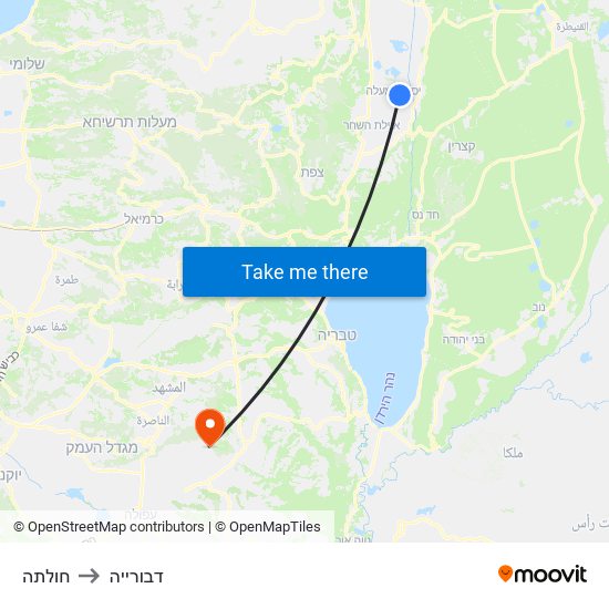 חולתה to דבורייה map