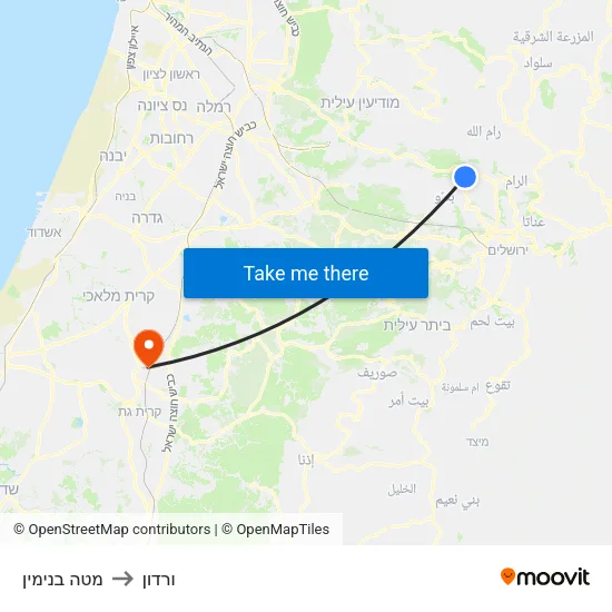 מטה בנימין to ורדון map