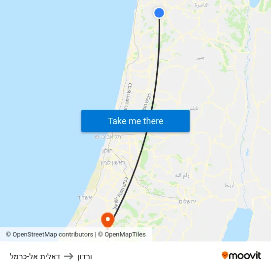 דאלית אל-כרמל to ורדון map