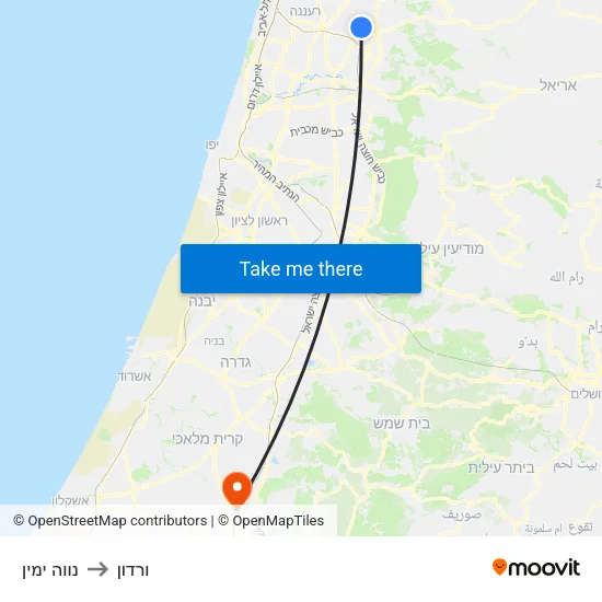 נווה ימין to ורדון map