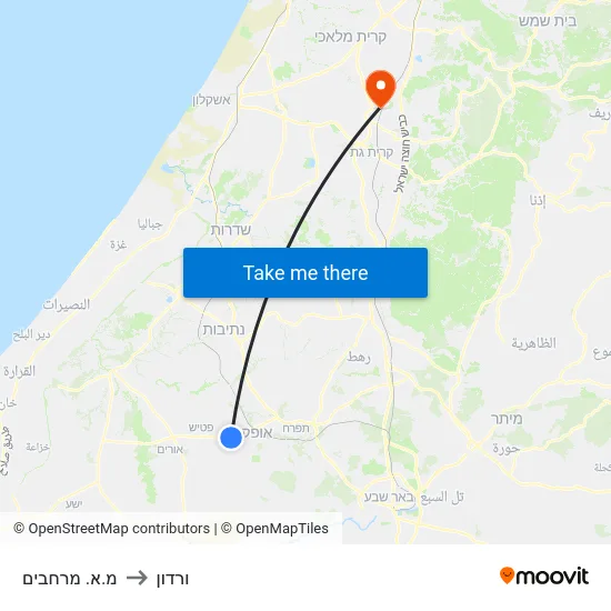 מ.א. מרחבים to ורדון map