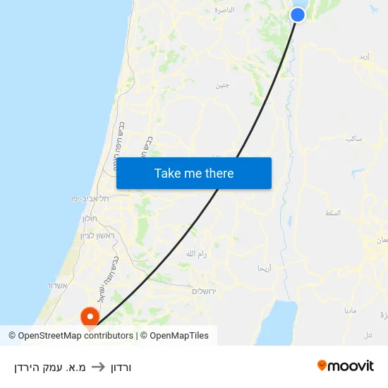 מ.א. עמק הירדן to ורדון map