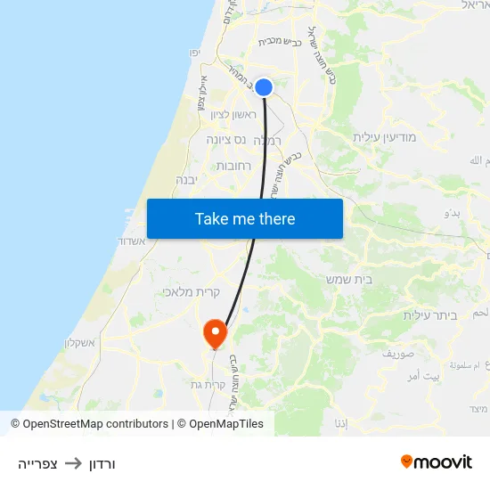 צפרייה to ורדון map