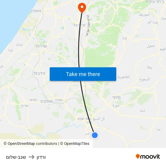 שגב-שלום to ורדון map