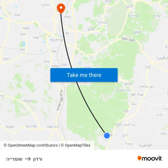 שומרייה to ורדון map