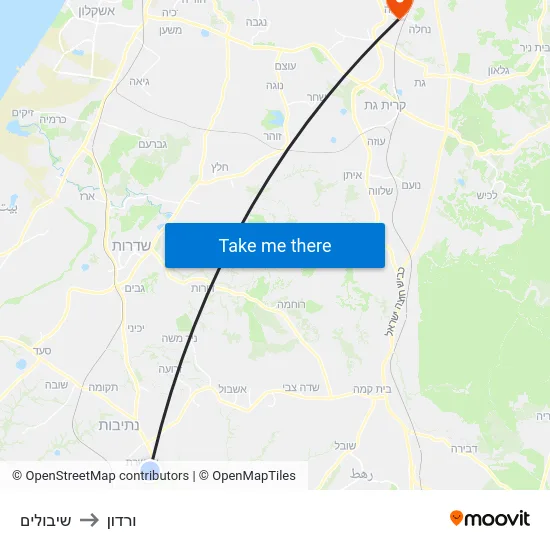 שיבולים to ורדון map