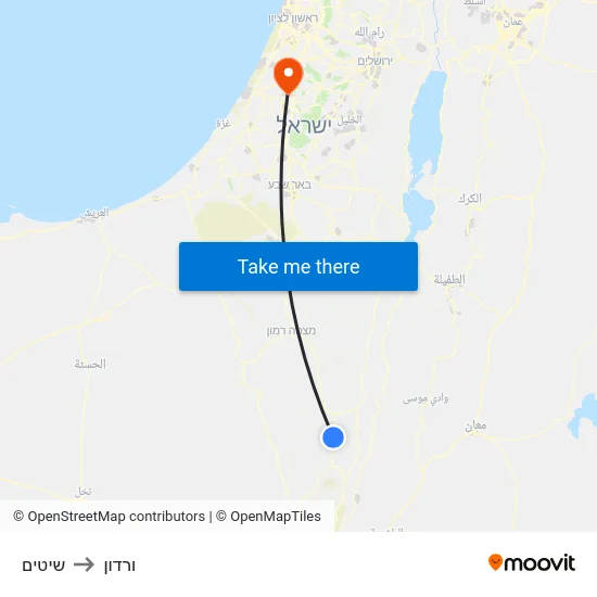 שיטים to ורדון map