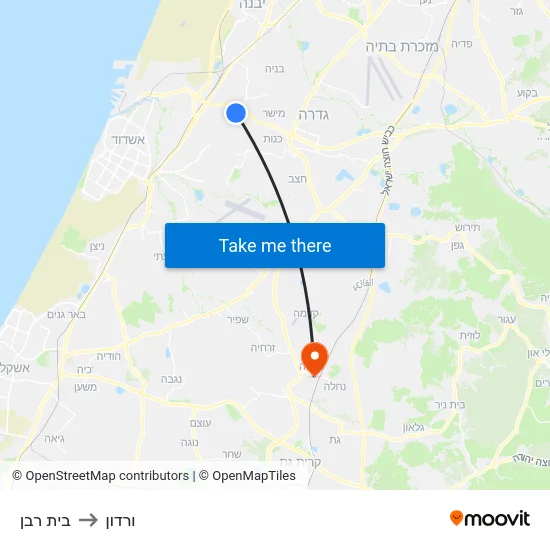בית רבן to ורדון map