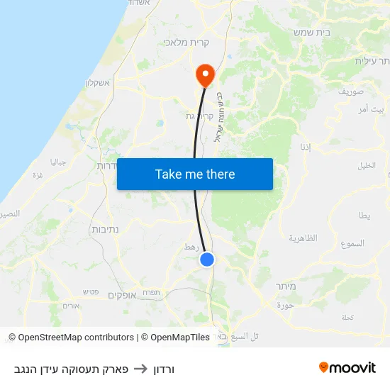פארק תעסוקה עידן הנגב to ורדון map