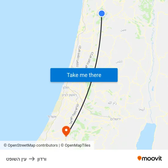 עין השופט to ורדון map