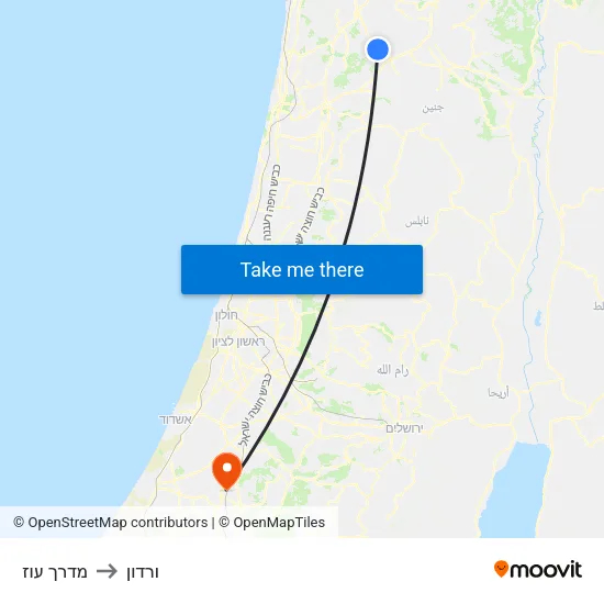 מדרך עוז to ורדון map