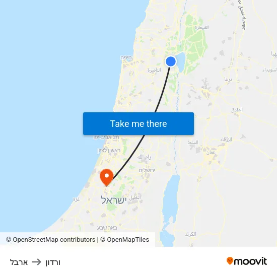ארבל to ורדון map