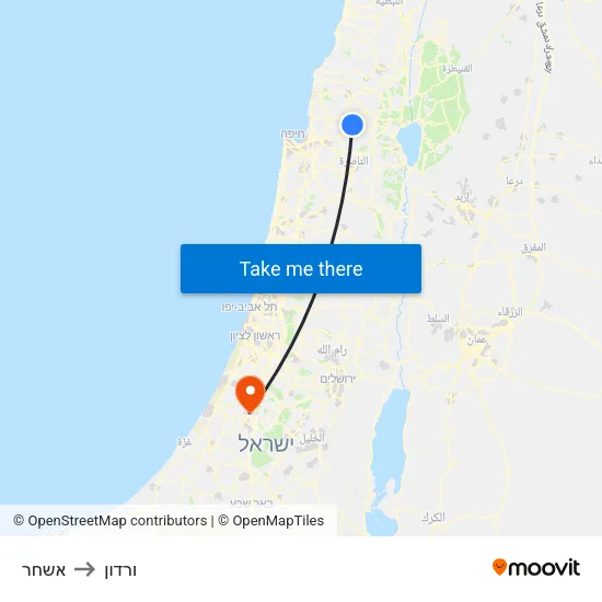 אשחר to ורדון map