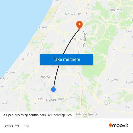 ברוש to ורדון map
