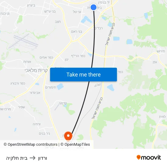 בית חלקיה to ורדון map