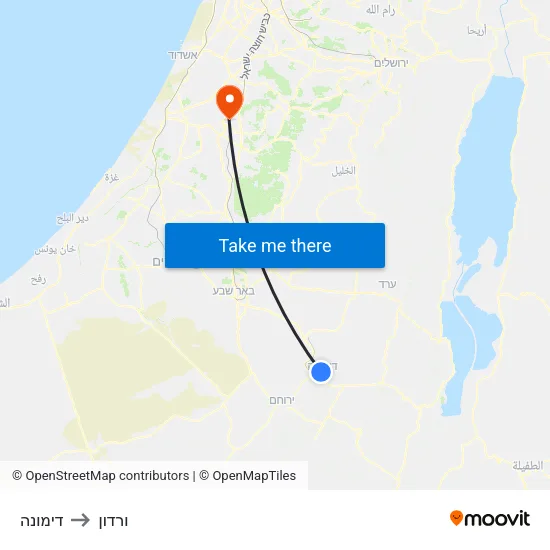 דימונה to ורדון map