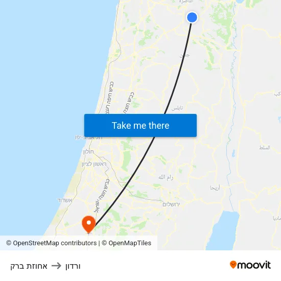אחוזת ברק to ורדון map