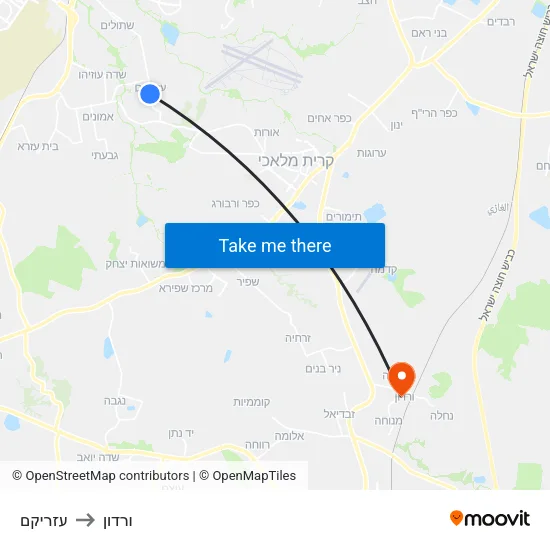 עזריקם to ורדון map
