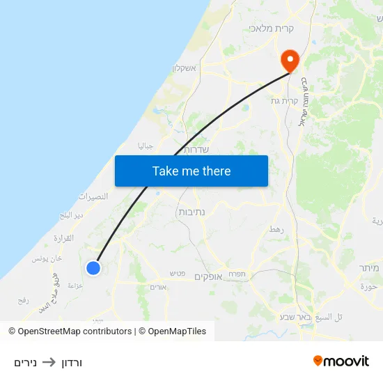 נירים to ורדון map