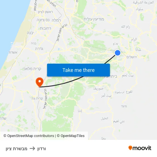 מבשרת ציון to ורדון map