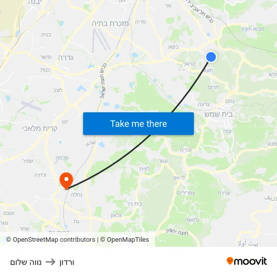 נווה שלום to ורדון map
