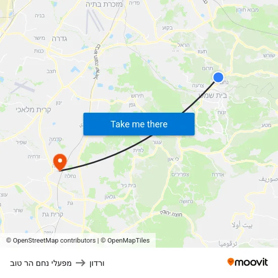 מפעלי נחם הר טוב to ורדון map