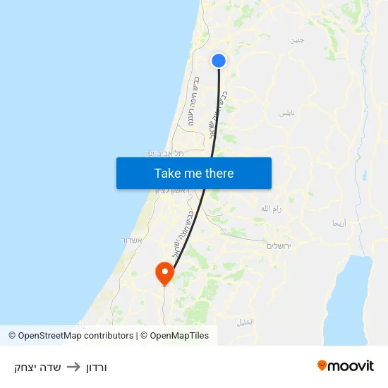 שדה יצחק to ורדון map