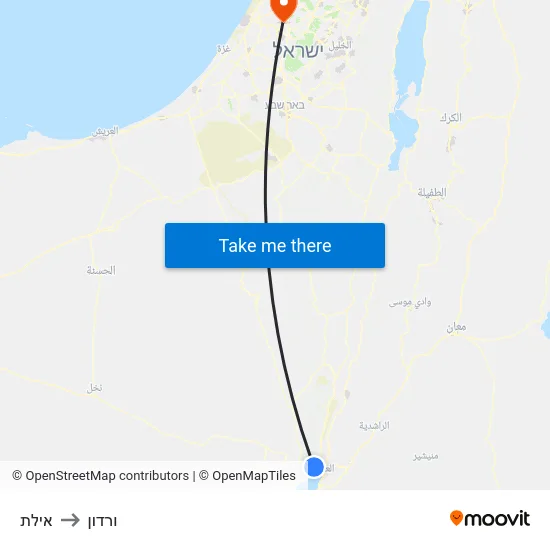 אילת to ורדון map