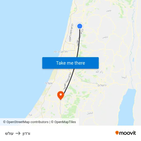 עולש to ורדון map