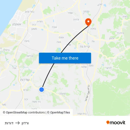 דורות to ורדון map