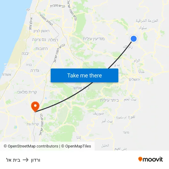 בית אל to ורדון map