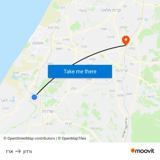 ארז to ורדון map