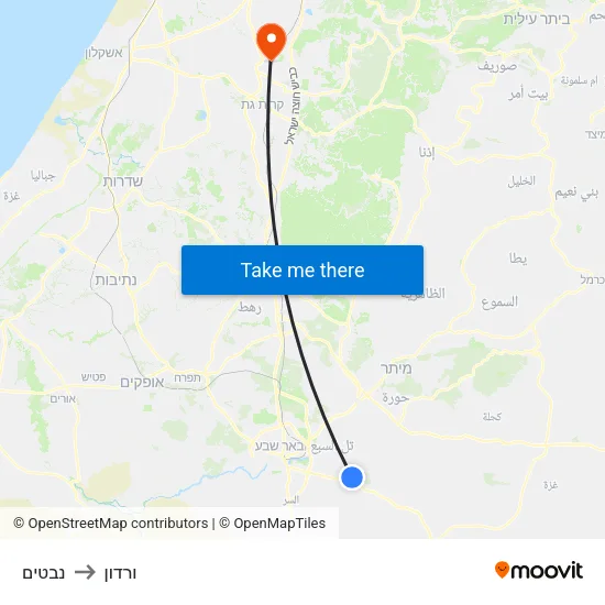 נבטים to ורדון map