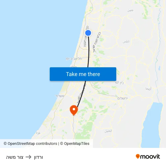 צור משה to ורדון map