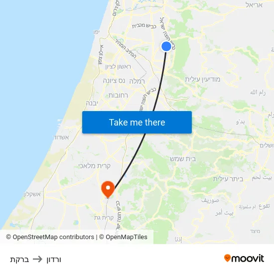 ברקת to ורדון map