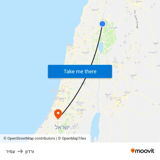 עמיר to ורדון map