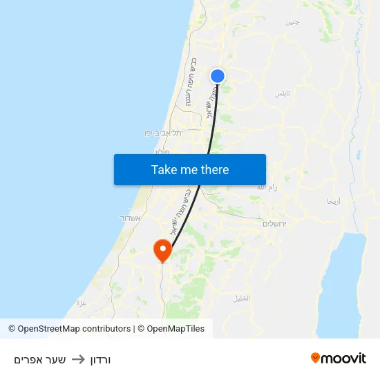 שער אפרים to ורדון map
