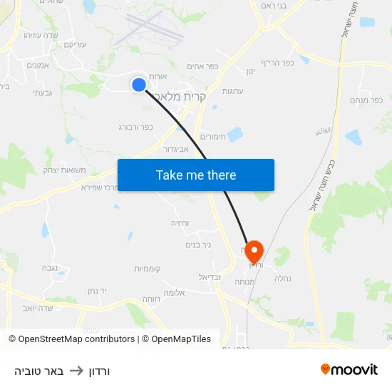 באר טוביה to ורדון map