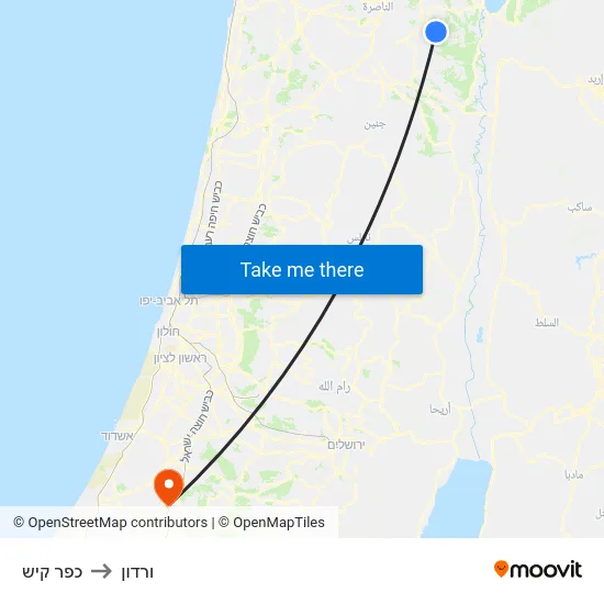 כפר קיש to ורדון map
